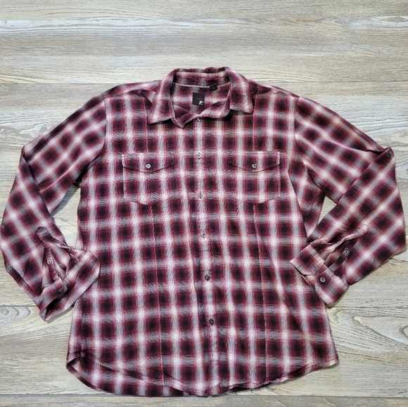 J. Ferrar Long sleeve button up shirt Mens Size XL Plaid red - Picture 5 of 7